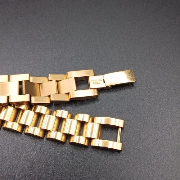 NEW Stainless Steel Band Bracelet Goldtone 7" - Picture 2 of 5